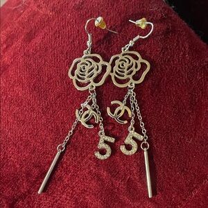 Amazon CC Gold Rose Dangle Earrings